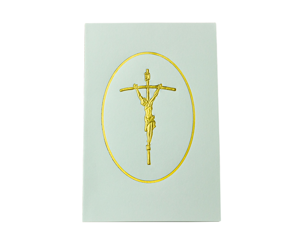 Gold Foil Crucifixion in Oval Frame