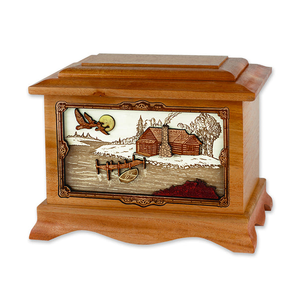 Rustic Cabin 3D Oak Urn