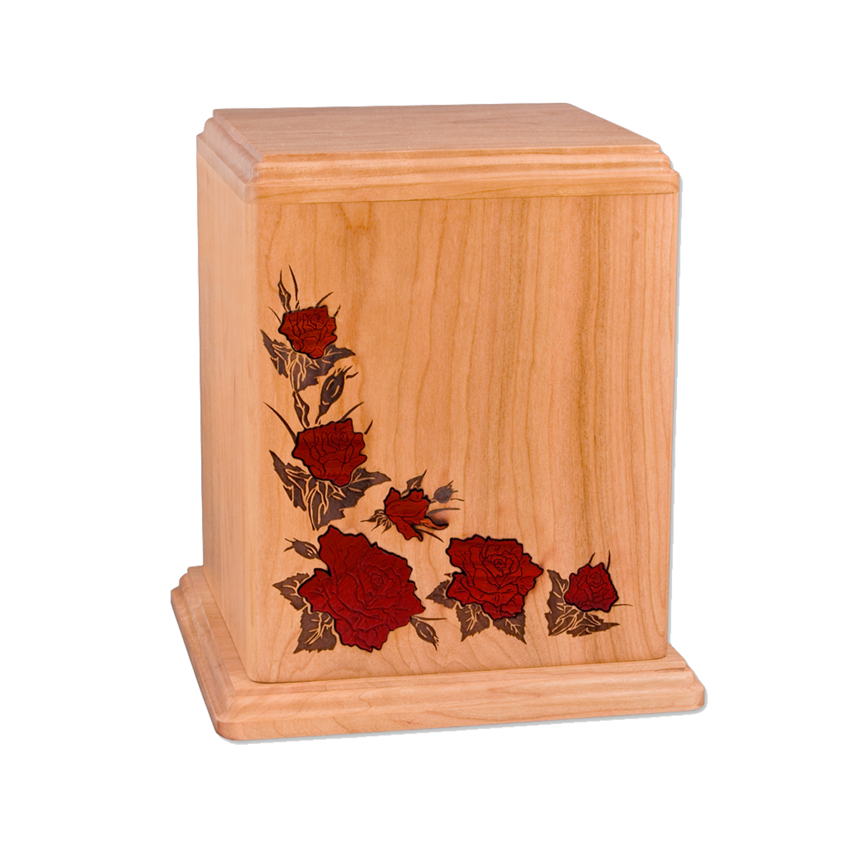 Natural Cherry with Rose Inlay Urn