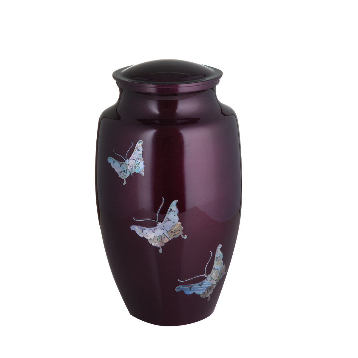 Purple Mother of Pearl Butterfly Inlay Urn