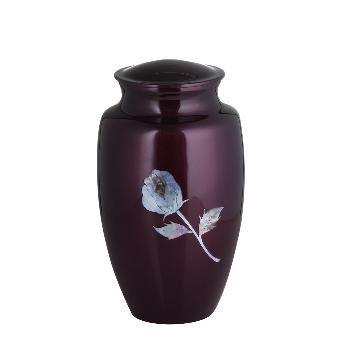 Purple with Mother of Pearl Rose Inlay Urn