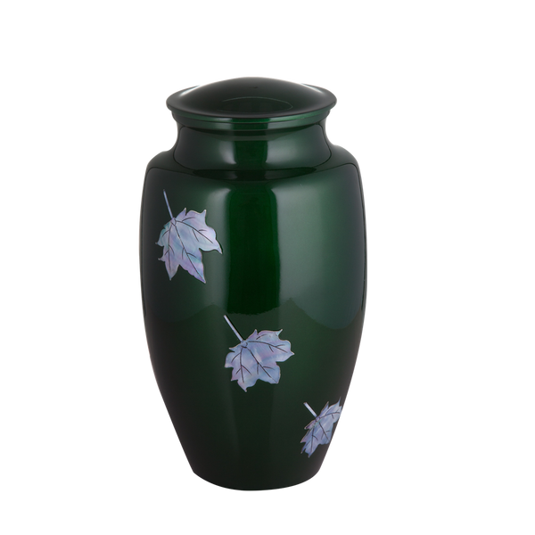 Green Mother of Pearl Leaf Inlay Urn