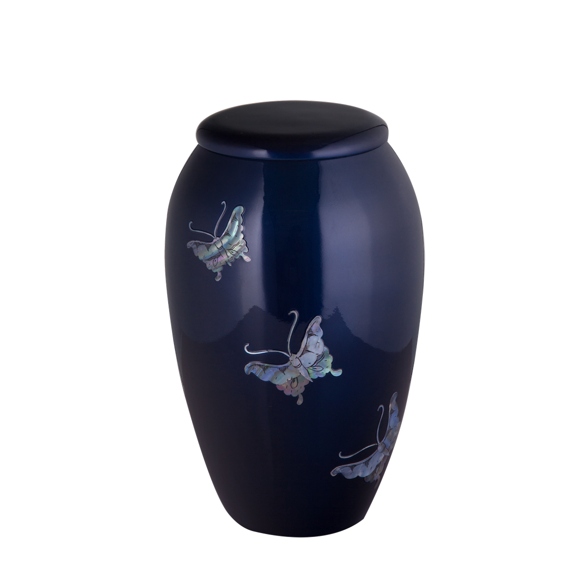 Blue Mother of Pearl Butterfly Inlay Urn