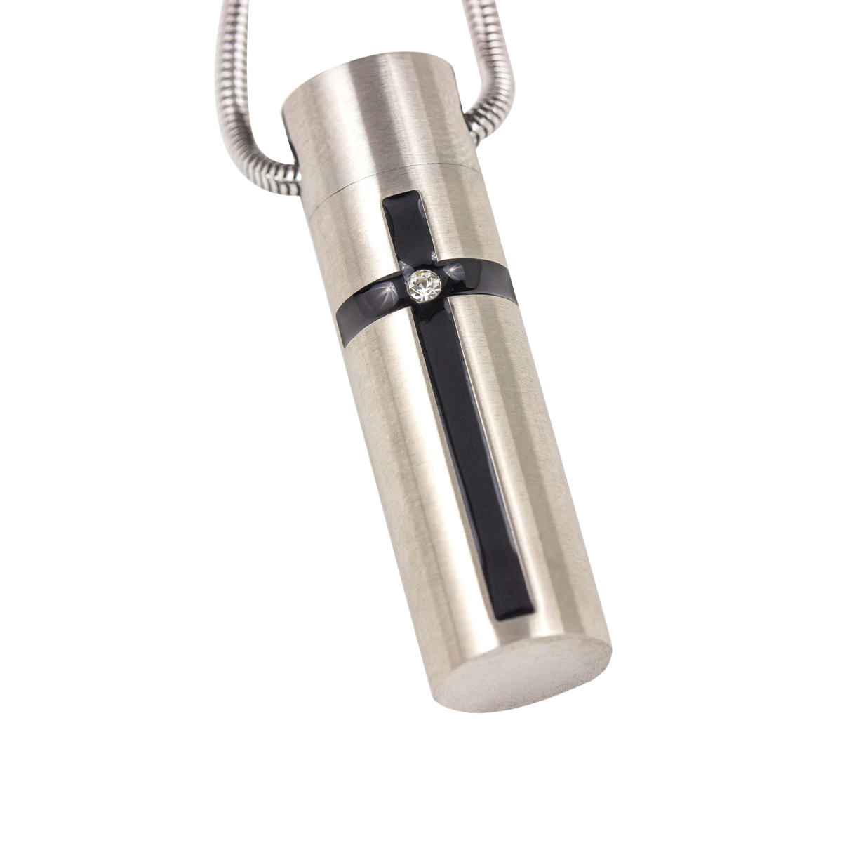 Cylinder with Cross Stainless Steel Pendant