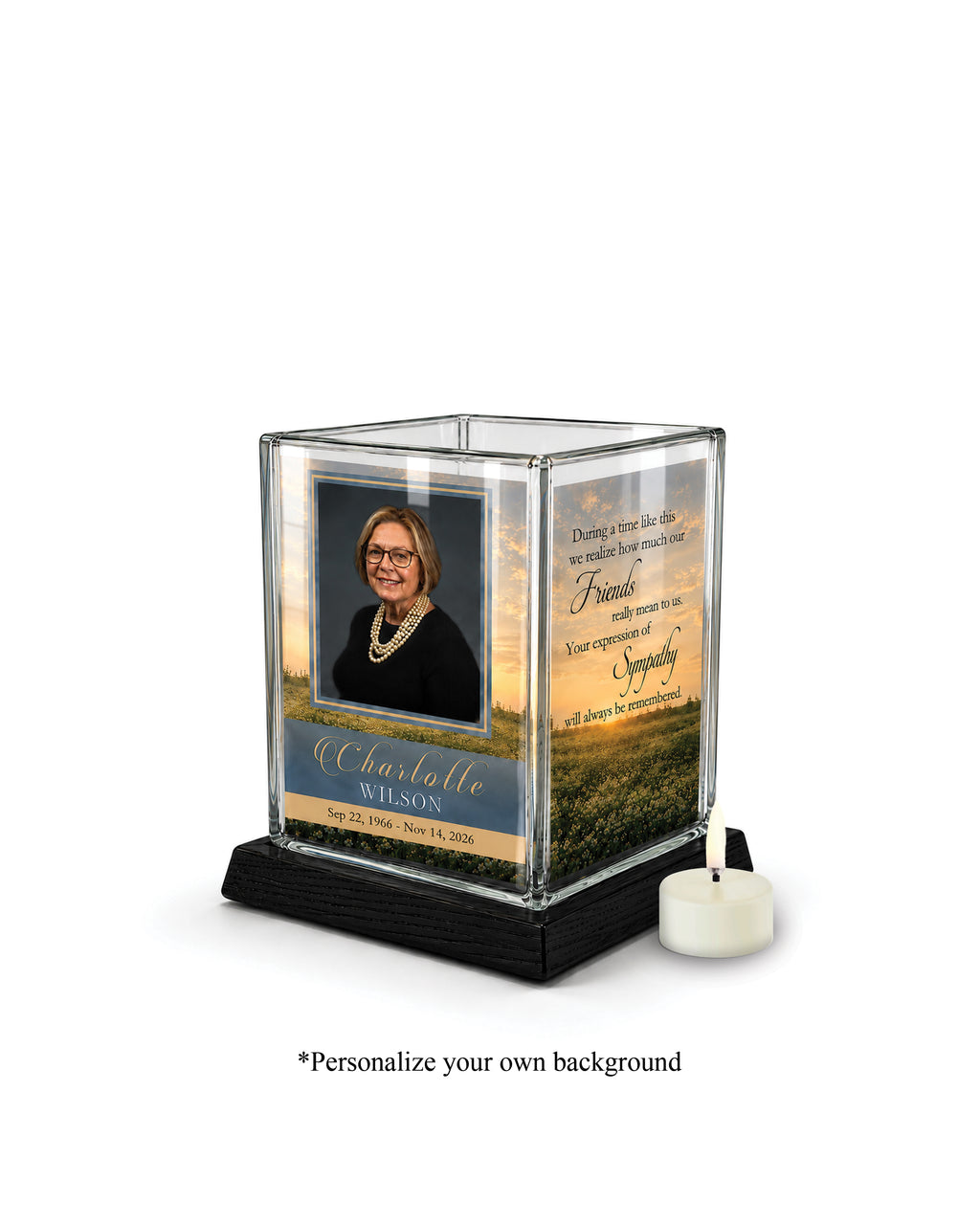 Memorial Candle with Wooden Base (SD285)