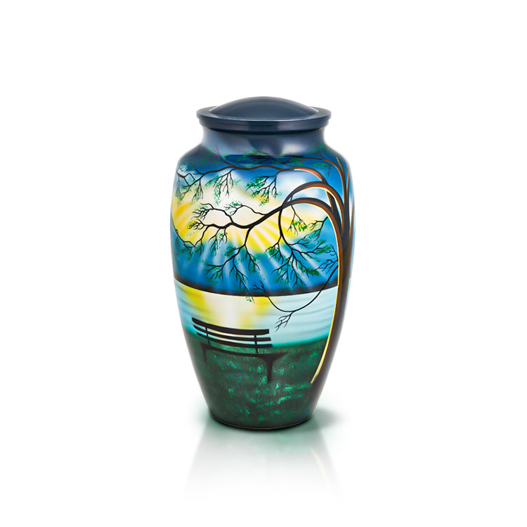 Painted Park Bench Urn