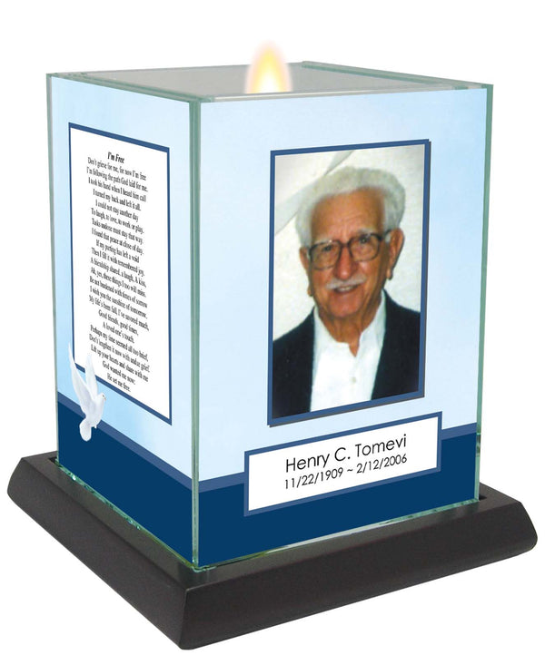 Memorial Candle with Wooden Base