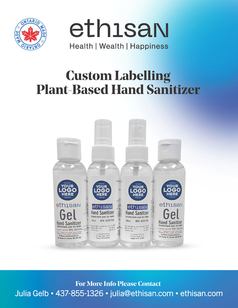 Hand and Surface Sanitizers, Made in Canada