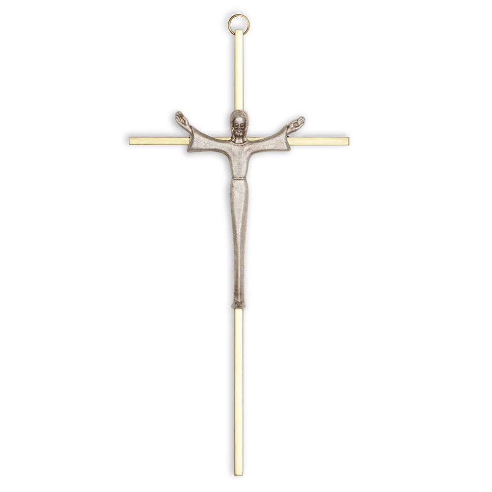 Silver Corpus on Brass Cross