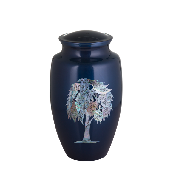 Blue with Mother of Pearl Tree of Life Inlay Urn