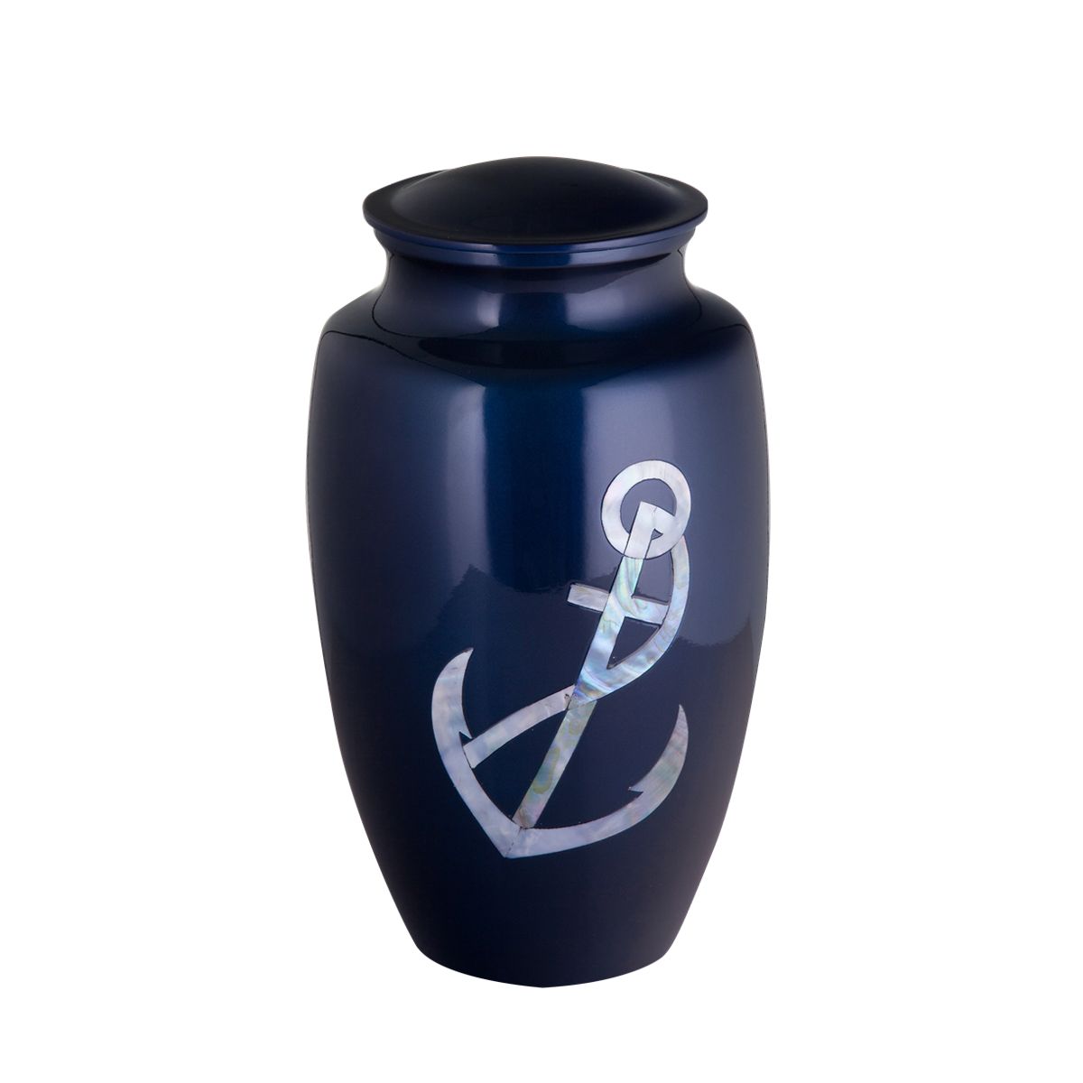 Blue Mother of Pearl Anchor Inlay Urn