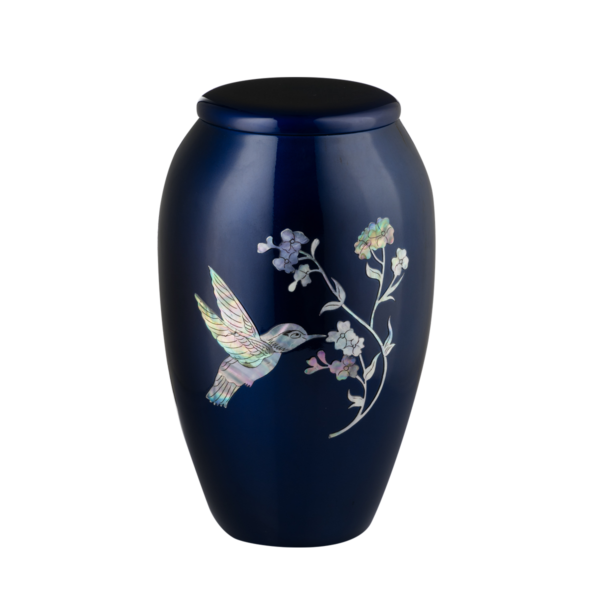 Blue with Mother of Pearl Hummingbird Urn