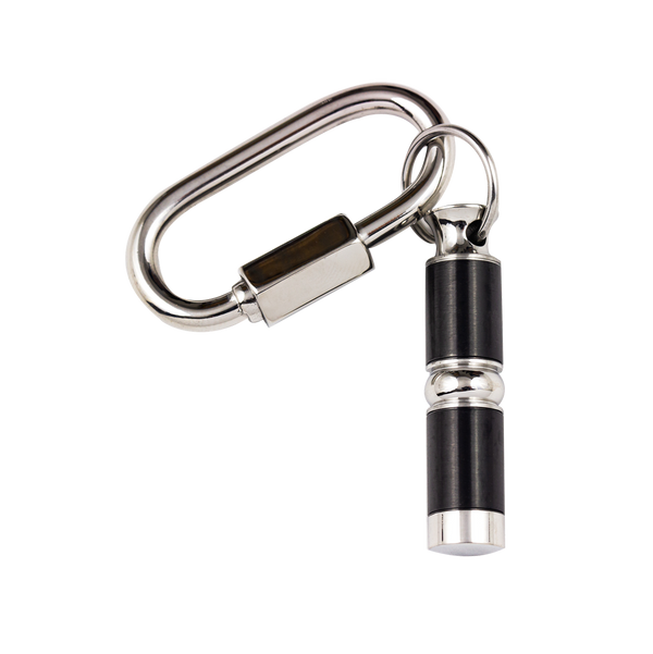 Black and Silver Stainless Steel Cylinder Keychain