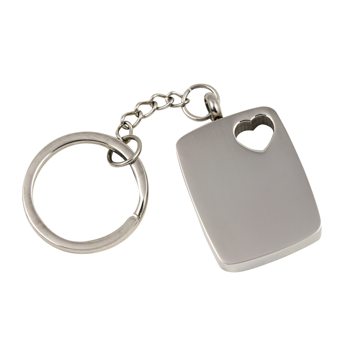 Rectangular with Heart Stainless Steel Keychain