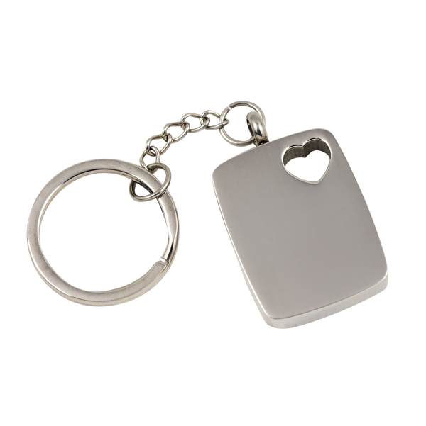 Rectangular with Heart Stainless Steel Keychain