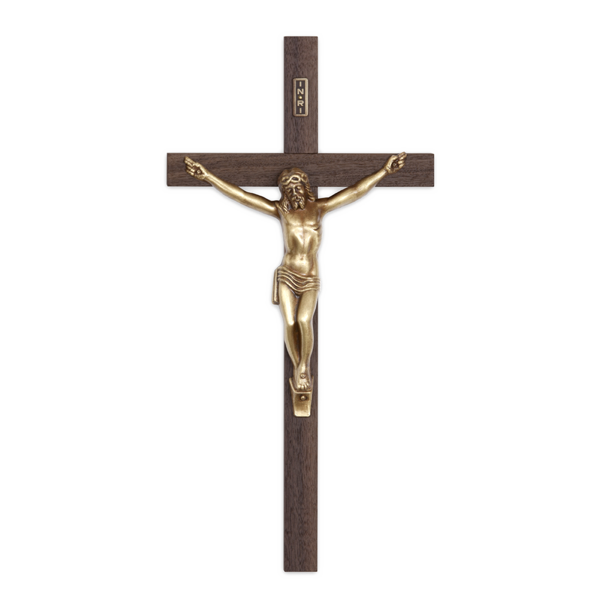 WO 612 - BRONZE CORPUS ON WALNUT CROSS