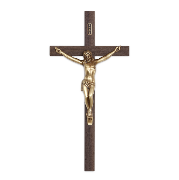 Bronze Corpus on Walnut Sealer Cross